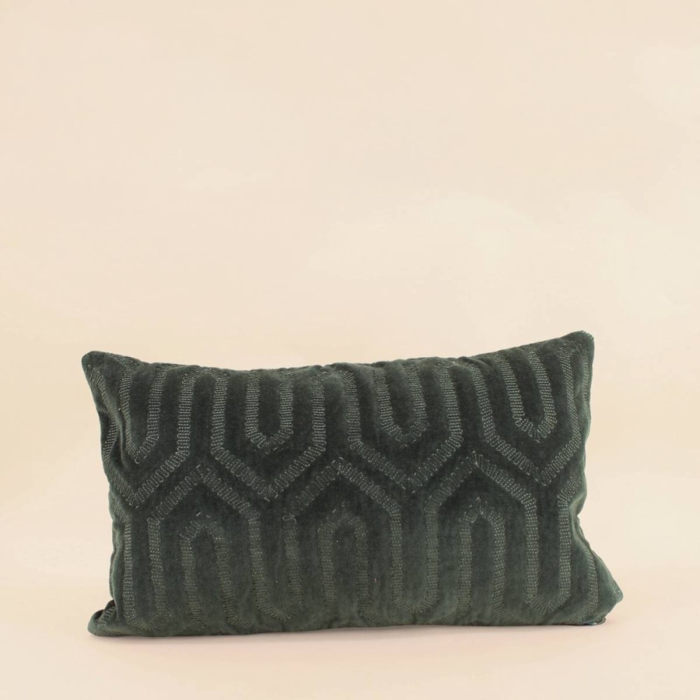 Coussin géométrique vert en coton 30x50 cm | Hashtag Déco