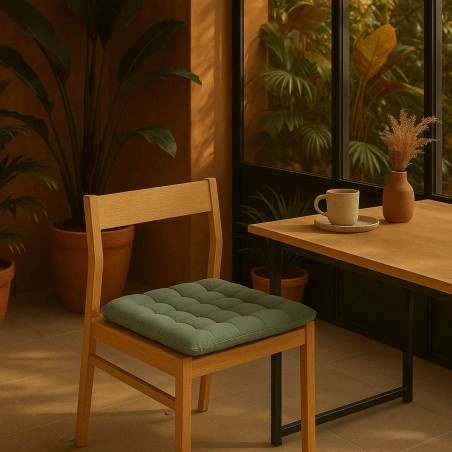 Lot de 4 galettes de chaise vertes 40x40cm - Hashtag Déco