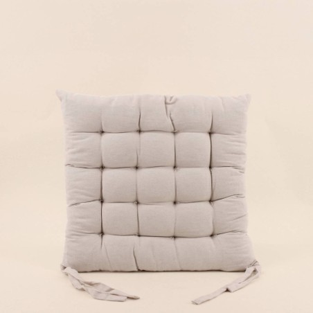 Lot de 4 galettes de chaise beiges en coton à motifs | Hashtag Déco