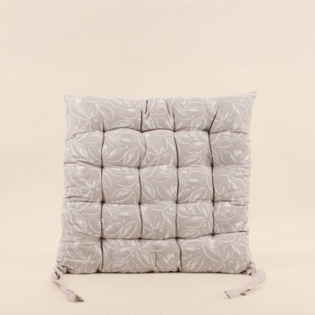 Lot de 4 galettes de chaise beiges en coton à motifs | Hashtag Déco