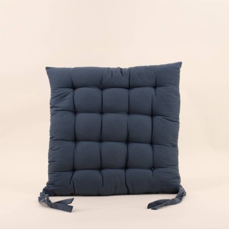 Lot de 4 galettes de chaise bleues en coton à motifs fleuris