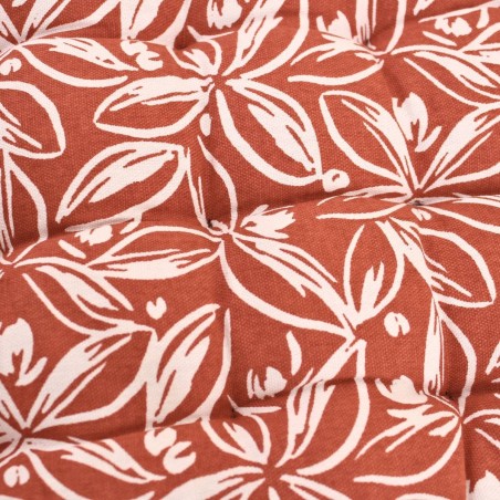 Lot de 4 galettes de chaise couleur brique à motifs fleuris | Hashtag Déco