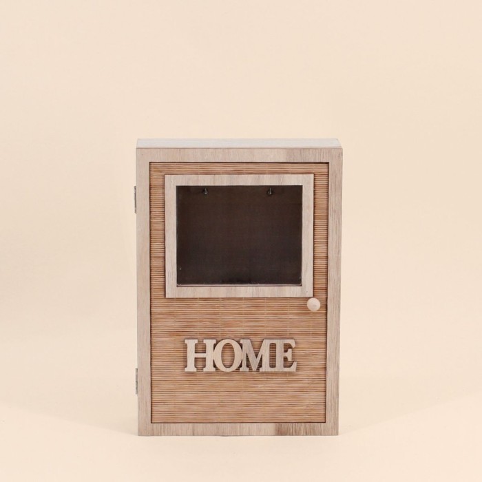 Boite à clés en bois naturel avec porte élégante | Hashtag Déco
