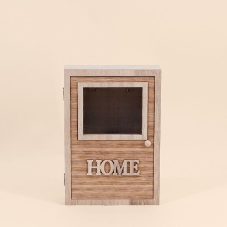 Boite à clés en bois naturel avec porte élégante | Hashtag Déco
