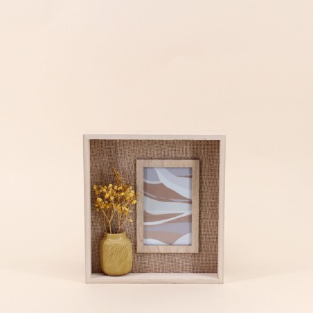 Cadre photo fleurs séchées beige 24x22cm | Hashtag Déco