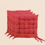 Lot de 4 galettes de chaise rouge motifs feuillage 40cm
