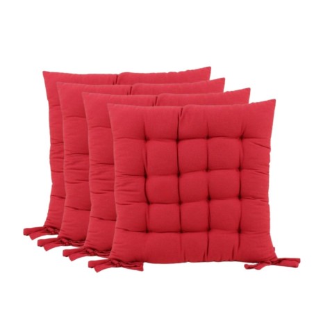 Lot de 4 galettes de chaise rouge 40x40cm - Hashtag Déco