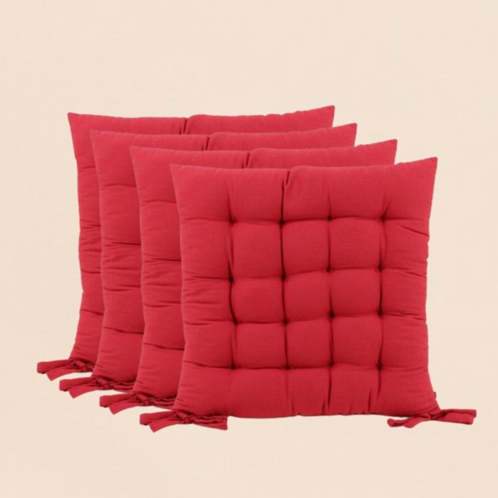 Lot de 4 galettes de chaise rouge 40x40cm - Hashtag Déco