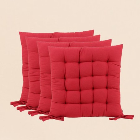 Lot de 4 galettes de chaise rouge 40x40cm - Hashtag Déco