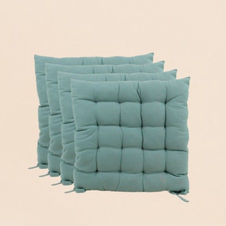 Lot de 4 galettes de chaise vertes 40x40cm - Hashtag Déco