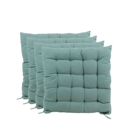 Lot de 4 galettes de chaise vertes 40x40cm - Hashtag Déco