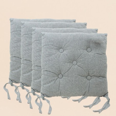 Lot de 4 galettes de chaise vertes capitonnées | Hashtag Déco