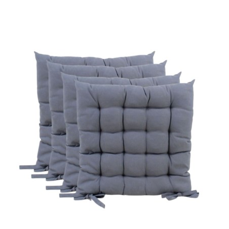 Lot de 4 galettes de chaise grises 40x40cm - Hashtag Déco