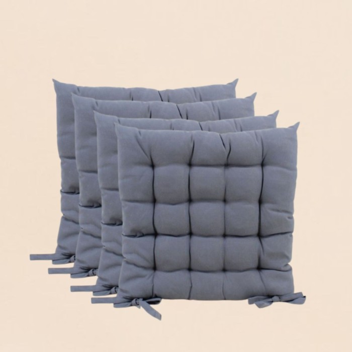 Lot de 4 galettes de chaise grises 40x40cm - Hashtag Déco