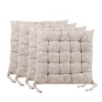 Lot de 4 galettes de chaise beiges en coton à motifs | Hashtag Déco