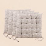 Lot de 4 galettes de chaise beiges en coton à motifs | Hashtag Déco