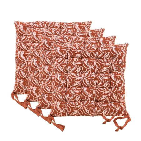Lot de 4 galettes de chaise couleur brique à motifs fleuris | Hashtag Déco