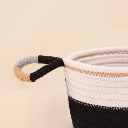 Panier en corde bleu blanc 16x11cm | Hashtag Déco