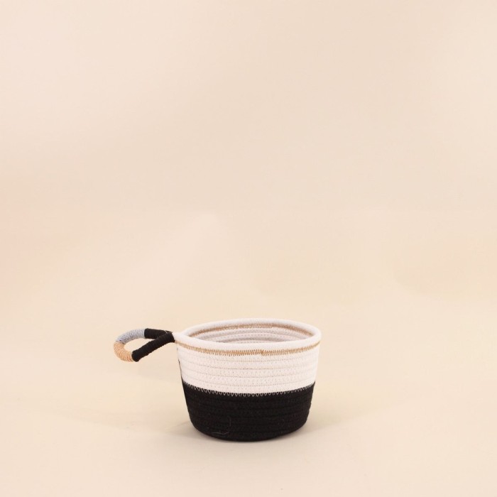 Panier en corde bleu blanc 16x11cm | Hashtag Déco