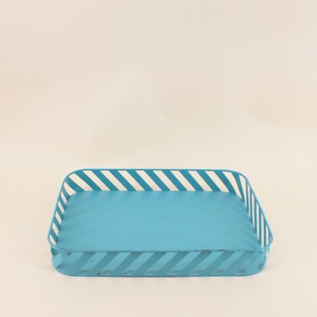 Set de 3 plateaux métal bleu ajouré | Hashtag Déco