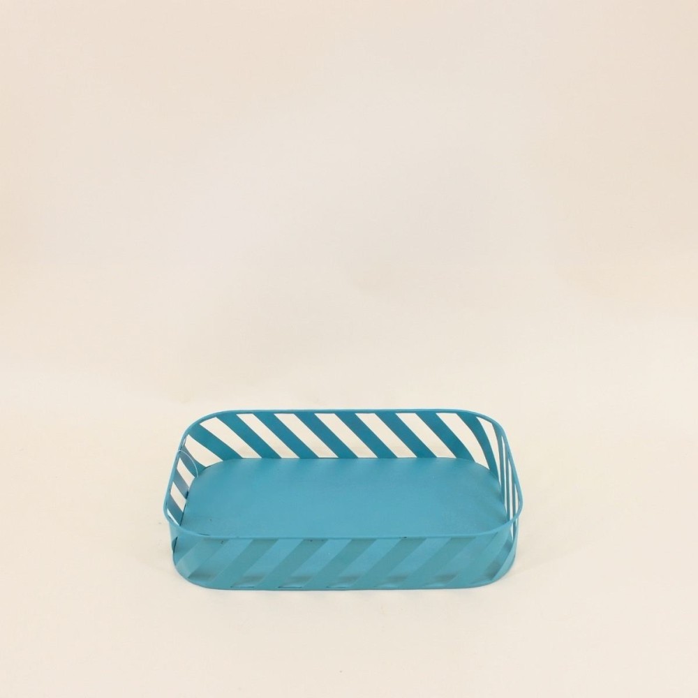 Plateau en métal bleu ajouré 20x30cm | Hashtag Déco