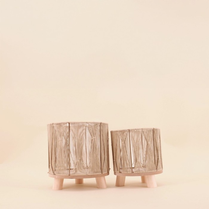 Set de 2 cache-pots en corde beige | Hashtag Déco