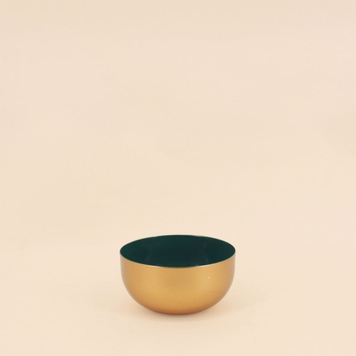 Coupelle dorée intérieur vert 12cm en métal | Hashtag Déco