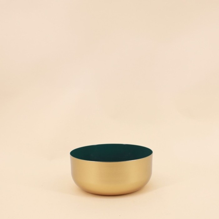 Coupe dorée intérieur vert en céramique 19cm | Hashtag Déco