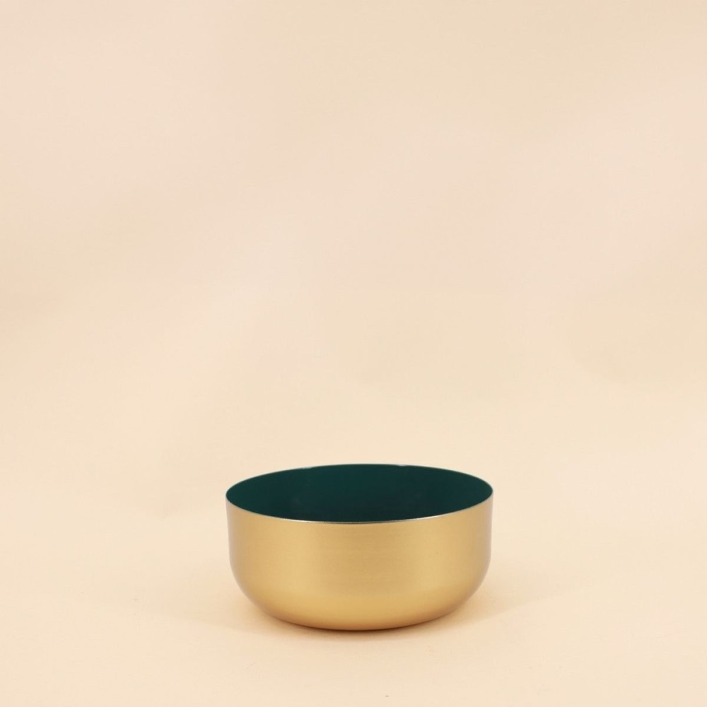 Coupe dorée intérieur vert en céramique 19cm | Hashtag Déco