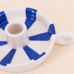 Bougeoir céramique rayé blanc et bleu 15cm | Hashtag Déco