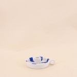 Bougeoir céramique rayé blanc et bleu 15cm | Hashtag Déco
