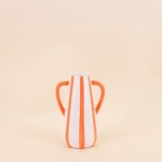 Vase céramique rayé orange et blanc 2 anses | Hashtag Déco