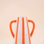 Vase céramique rayé orange et blanc 2 anses | Hashtag Déco