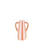 Vase céramique rayé orange et blanc 2 anses | Hashtag Déco