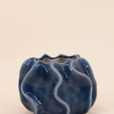 Bougeoir design céramique bleu 9cm élégant | Hashtag Déco