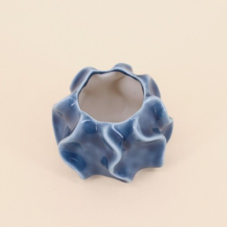 Bougeoir design céramique bleu 9cm élégant | Hashtag Déco