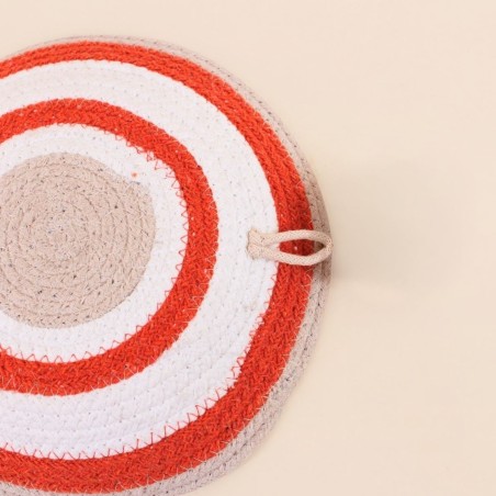 Corbeille murale ronde coton beige terracotta | Hashtag Déco