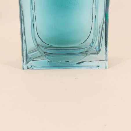 Vase en verre bleu vintage géométrique 40cm | Hashtag Déco
