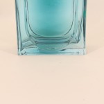 Vase en verre bleu vintage géométrique 40cm | Hashtag Déco