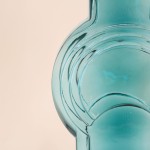 Vase en verre bleu vintage géométrique 40cm | Hashtag Déco