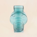 Vase en verre bleu vintage géométrique 40cm | Hashtag Déco
