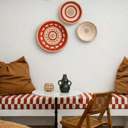 Corbeille murale ronde coton beige terracotta | Hashtag Déco