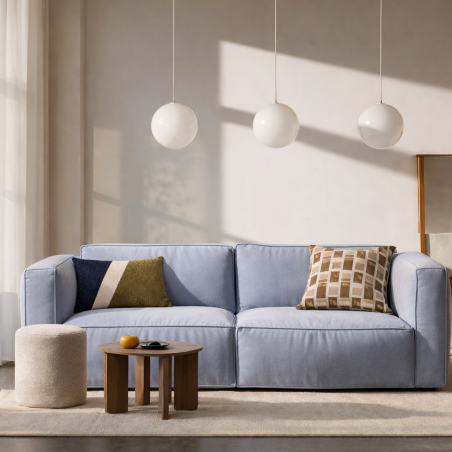 Coussin jacquard rayé vert beige bleu 30x50cm | Hashtag Déco