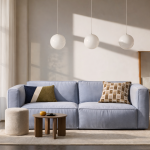 Coussin jacquard rayé vert beige bleu 30x50cm | Hashtag Déco