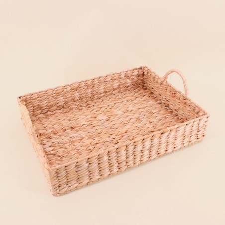 Plateau jonc de mer naturel 41x30 cm avec poignées | Hashtag Déco