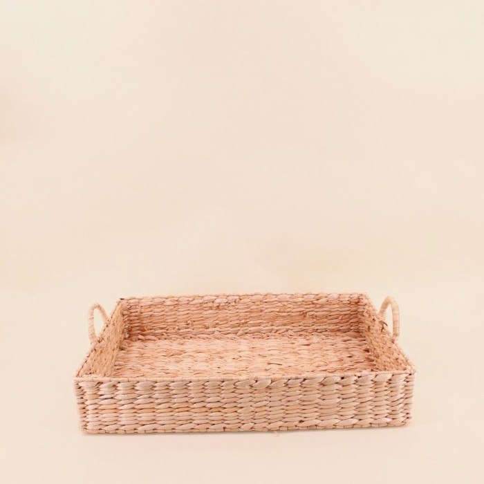 Plateau en jonc de mer naturel avec poignées | Hashtag Déco