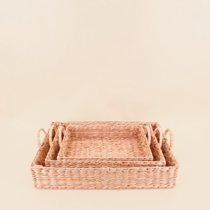 Set de 3 plateaux en jonc de mer naturel | Hashtag Déco