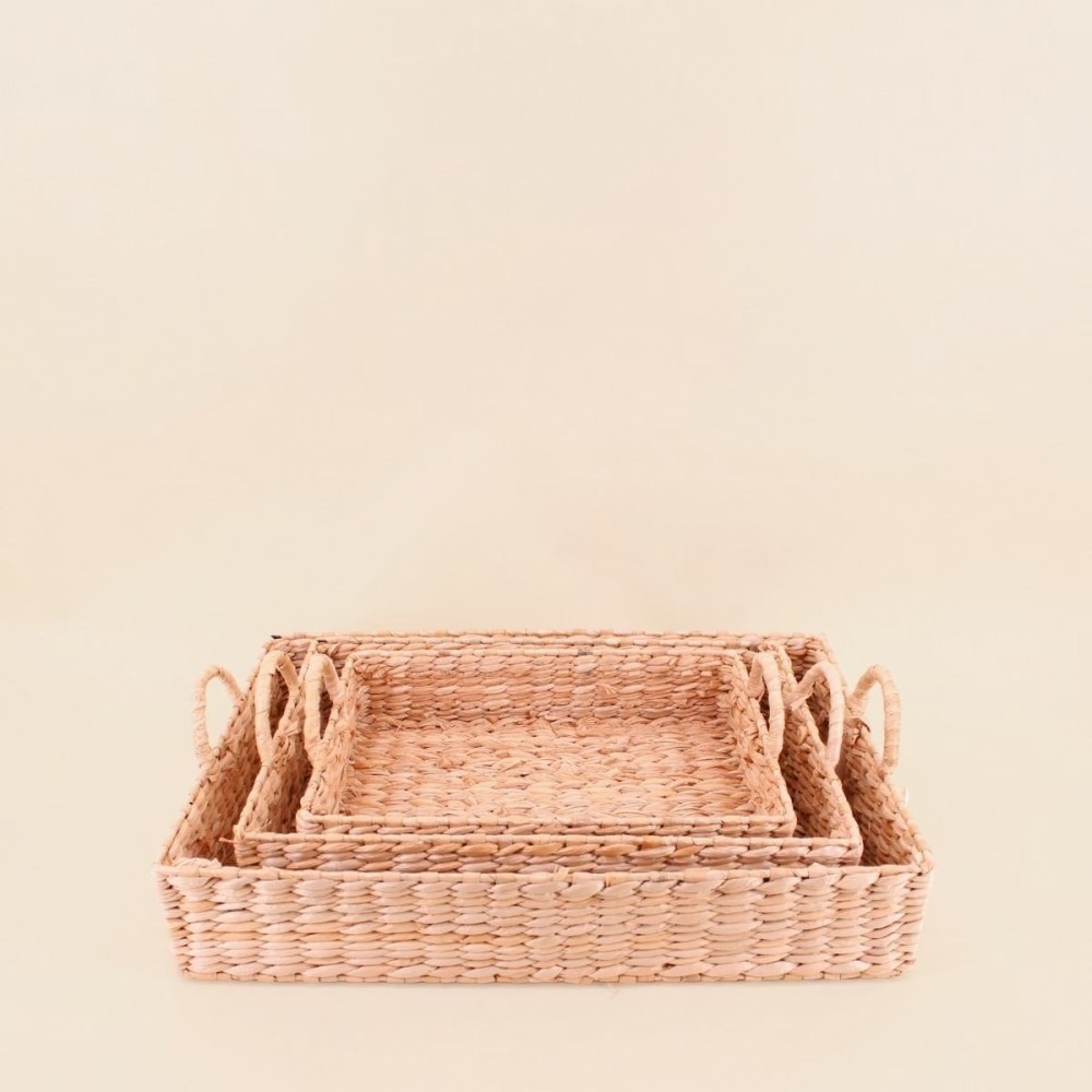 Set de 3 plateaux en jonc de mer naturel | Hashtag Déco