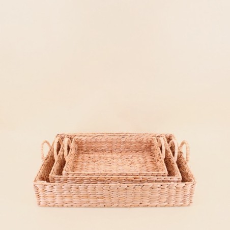 Set de 3 plateaux en jonc de mer naturel | Hashtag Déco