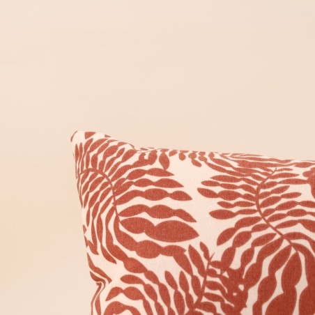 Coussin extérieur feuillages terracotta coton | Hashtag Déco